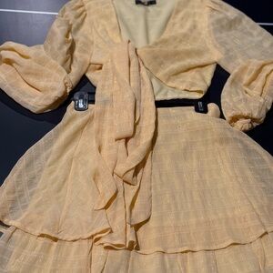 Elegant Yellow Wrap Dress